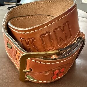 Vintage Brown Leather Monogrammed Belt